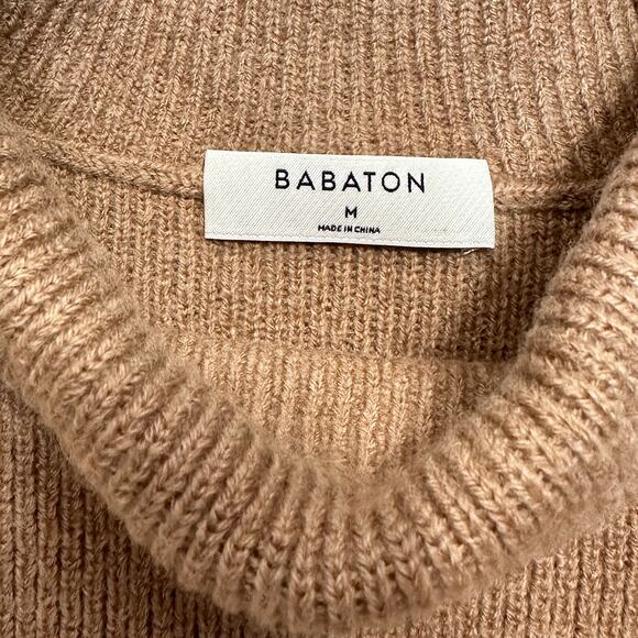 Babaton Maclean Merino Wool Mini Dress Oversized Ribbed Turtleneck Sweater Sz: M - Picture 7 of 11